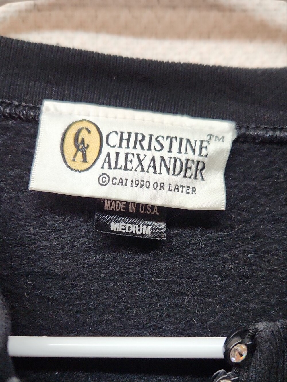Christine Alexander Black Zip-Up Blazer Jacket with Rhinestone Trim - Picture 3 of 4